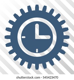 Blue Time Options toolbar icon. Vector pictogram style is a flat symbol on diagonal hatch transparent background.