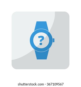 Blue Time Question icon on grey rounded square button on white