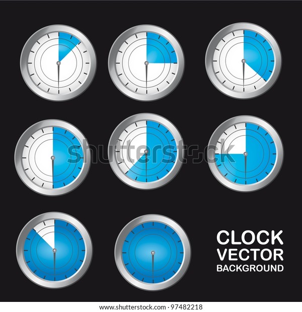 Blue Timer Clock Over Black Background Stock Vector (Royalty Free) 97482218