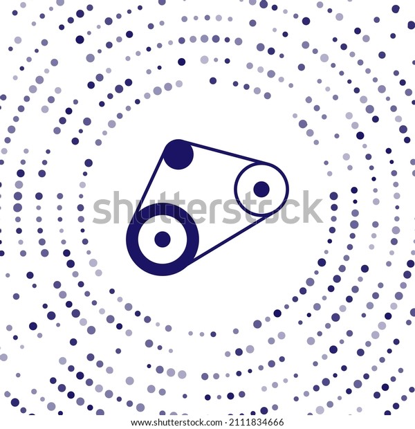 Blue Timing belt kit icon isolated on\
white background. Abstract circle random dots.\
Vector