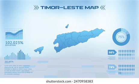 Blue Timor-Leste Map with States, Political Timor-Leste infographic map vector illustration