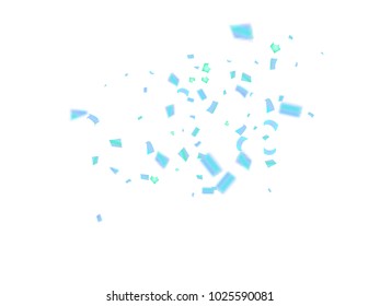 Blue Tinsel Confetti Lights Vector. Christmas, New Year, Birthday Party Celebration Firework Decor. Falling Down Sparkling Blue Foil Tinsel Vector Confetti Light. Gift Voucher Funky Border