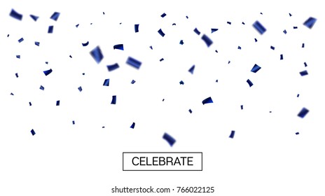 Blue Tinsel Rich Confetti. Christmas, Birthday, New Year, Party Background. Premium VIP Falling Tinsel Confetti. Business Background. Vector Rich Frame, Decoration.