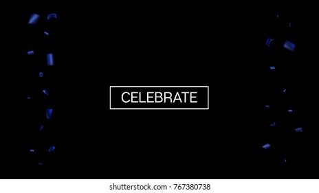 Blue Tinsel Rich Confetti. Christmas, Birthday, New Year, Party Background. Funky Hipster Grunge Falling Tinsel Confetti. Business Background. Vector Rich Frame, Decoration.
