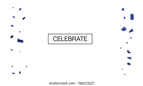 Blue Tinsel Rich Confetti. Christmas, Birthday, New Year, Party Festive Background. Funky Falling Tinsel Confetti. Business Background. Vector Frame, Design Decoration.