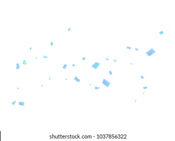 Blue Tinsel Vector Confetti Falling. Christmas, New Year, Birthday Party Celebration Rich Decoration. Falling Down Sparkling Festival Blue Foil Tinsel Vector Confetti. Abstract Scatter Magic Frame.