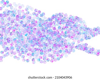 Blue tinsels confetti placer vector illustration. Luxury glowing foil elements party decor top view. Birthday confetti scatter shiny background.