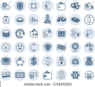 Blue tint and shade editable vector line icon set - dollar sign vector, money bag, cash, pound, ruble, cent, currency, coin, safe, insurance, smile, investment, pay, purse, wallet, piggy bank, tree