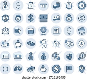 Blue tint and shade editable vector line icon set - dollar sign vector, money bag, currency, coin, exchange, cash, rain, safe, atm, receipt, finance calendar, flag, piggy bank, pay, search, tree