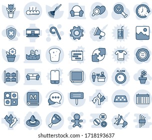 Blue tint and shade editable vector line icon set - taxi vector, passport control, luggage storage, schedule, cake man, lollipop, stamp, flower in pot, rake, plant label, heart diagnostic, route, tv