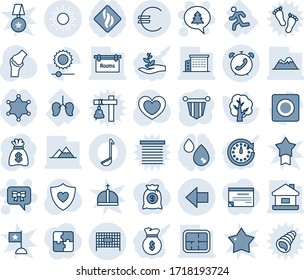 Blue tint and shade editable vector line icon set - sun vector, fenced area, phone alarm, left arrow, bow message, merry christmas, pennant, money bag, tree, heart, shield, joint, lungs, run, record