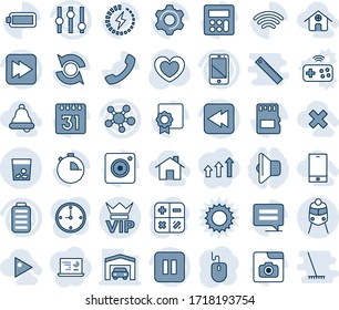 Blauer Farbton und bearbeitbarer Vektorsymbol - Vip-Vektorsymbol, Zug, Müll, Rechner, Maus, Herz, Einstellungen, Handy, Share, Batterie, Pause-Taste, schnell vorwärts, Rückwind, Anruf, Nachricht, sd