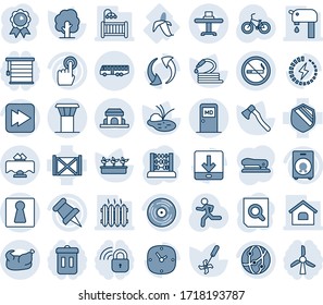 Blue tint and shade editable vector line icon set - airport tower vector, bus, no smoking, female, medical room, medal, document search, abacus, tree, seedling, hose, axe, pond, ripper, bike, run