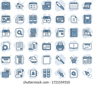 Blue tint and shade editable vector line icon set - 25 dec calendar vector, 31, christmas, contract, book, document search, pen, notepad, medical, folder, news, copybook, printer, cursor, website