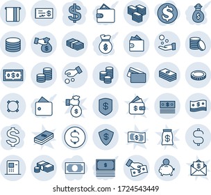 Blue tint and shade editable vector line icon set - dollar sign vector, currency, coin, cash, big, safe, atm, piggy bank, investment, pay, encashment, wallet, check, credit card, money bag, rich