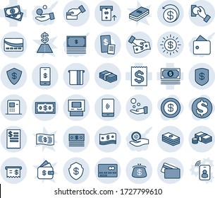 Blue tint and shade editable vector line icon set - credit card vector, cash, receipt, mobile payment, dollar, safe, sun, atm, pay, money back, purse, restaurant, wallet, investment, identity