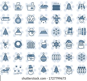 Blue tint and shade editable vector line icon set - christmas tree vector, santa claus, glove, ball, garland, snowflake, snowfall, snowman, calendar, hat, sleigh, holly, wreath, snowball, ski, sale