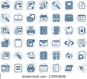 Blue tint and shade editable vector line icon set - christmas calendar vector, contract, book, document search, pen, notepad, printer, medical, folder, news, copybook, cursor, website, tag code