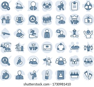 Blue tint and shade editable vector line icon set - vip vector, credit card, terrorism, disabled, snowmobile, speaking man, team, treadmill, push ups, client, speaker, group, user, company, identity
