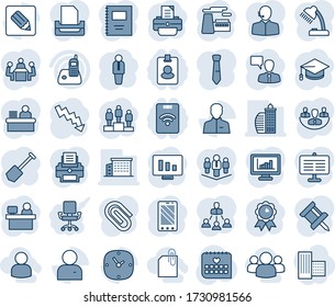 Blauer Farbton und Farbton editierbare Vektorgrafiken Icon Set - Manager Vektor, Handy, sprechender Mann, Podest, Medaille, Graduierung, Krisen Graph, Ort, Job, Fabrik, Statistikmonitor, Drucker, Radio, Benutzer