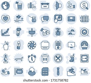 Blue tint and shade editable vector line icon set - spoon and fork vector, christmas sock, fence, heart, tomography, virus, support, no hook, hdmi, mobile camera, alarm, scanner, sim, credit card