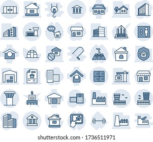 Blue Tint And Shade Editable Vector Line Icon Set - Airport Tower Vector, Building, Automatic Doors, Elevator, Baggage Room, Office, House, Greenhouse, Hospital, Barbell, Store, Warehouse Storage