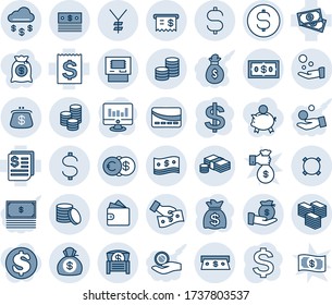 Blue tint and shade editable vector line icon set - dollar sign vector, money bag, statistic monitor, cash, receipt, yen, currency, coin, euro, big, rain, atm, chest, investment, pay, wallet, purse