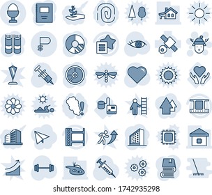 Blue tint and shade editable vector line icon set - christmas deer hat vector, office building, book, circle chart, heart, syringe, barbell, eye, tonometer, care, satellite, film frame, ruble, pond