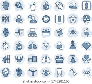 Blue Tint And Shade Editable Vector Line Icon Set - Dispatcher Vector, Male, Female, Baby, Brainstorm, Manager Place, Disabled, Stomach, Lungs, Real Heart, Tooth, Eye, Joint, Hospital, Virus, Care