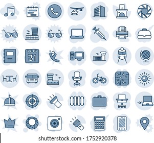 Blue tint and shade editable vector line icon set - airport bus vector, cafe, phone, helicopter, building, train, notebook connect, globe, sun, christmas wreath, mobile, office, case, fireplace, pc
