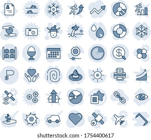 Blue tint and shade editable vector line icon set - radar vector, luggage storage, christmas deer hat, circle chart, sun, heart, hand, patient card, care, eye, satellite, favorites list, brightness
