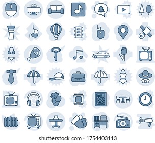Blue tint and shade editable vector line icon set - cafe vector, vip waiting area, gloves, merry christmas message, case, abacus, mouse, desk, fence, real heart, stomach, satellite, umbrella, tulip