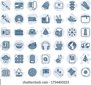 Blue tint and shade editable vector line icon set - suitcase vector, escalator, female, credit card, christmas tree, hierarchy, fence, seedling, fire, syringe, earth, traffic light, sea shipping, cd