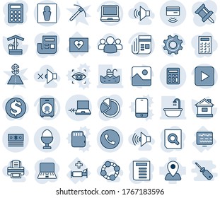 Blue tint and shade editable vector line icon set - phone vector, male, notebook connect, document search, pc, house, well, diagnostic monitor, first aid kit, hospital bed, navigation, news, laptop