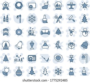 Blue tint and shade editable vector line icon set - vip waiting area vector, christmas tree, gift, sock, ball, snowflake, landscape, star, candle, snowman, hat, house, holly, wreath, snowball, heart