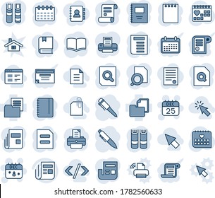 Blue tint and shade editable vector line icon set - 25 dec calendar vector, christmas, book, document search, pen, notepad, printer, contract, medical, folder, news, copybook, cursor, website, home