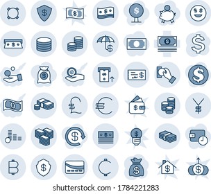 Blue tint and shade editable vector line icon set - dollar sign vector, money bag, cash, euro, yen, pound, bitcoin, cent, currency, coin, big, safe, insurance, smile, atm, pay, check, credit card