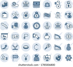 Tinta azul y sombra editable conjunto de iconos de línea vector - vector de bolsa de dinero, gráfico de crisis, yen, rublo, céntimo, moneda, dólar solar, banco, cerdo, inversión, pago en efectivo, encasquecimiento, cartera, cheque, cartera, antorcha