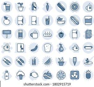 Blauer Farbton und bearbeitbarer Vektorsymbol - scharfe Tasse, Vektorgrafik, Tee, Saatgut, Pflanzenetikett, Diät, Zitrone, Karotten, Scheiben, Süßpfeffer, Birne, Broccoli, Milch, Brot, Brot, Kühlschrank, Getränk, Phyto-Bar, Hund