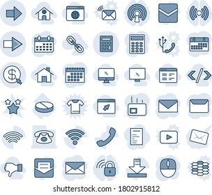 Blue tint and shade editable vector line icon set - right arrow vector, mail, mouse, calendar, pill, call, download, wireless, money click, calculator, phone, home, website, cursor browser, globe