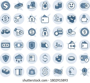 Blue tint and shade editable vector line icon set - dollar sign vector, money bag, pound, coin, exchange, cash, euro, big, rain, safe, smile, atm, piggy bank, investment, pay, wallet, purse, time