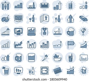 Blue tint and shade editable vector line icon set - security gate vector, wine, growth statistic, monitor, pull ups, statistics, barcode, equalizer, scanner, bar graph, alcohol, card, drink, phyto