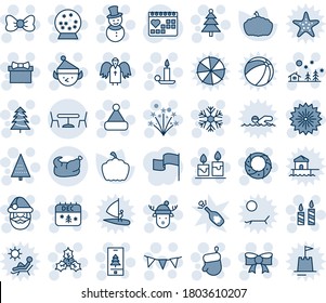 Blue tint and shade editable vector line icon set - cafe vector, christmas tree, firework, gift, bow, santa claus, glove, snowflake, landscape, candle, snowman, calendar, hat, holly, wreath, angel