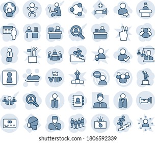 Blue tint and shade editable vector line icon set - female vector, baby, reception, vip, credit card, terrorism, hotel, snowmobile, pedestal, team, manager place, doctor, hospital bed, medical mask