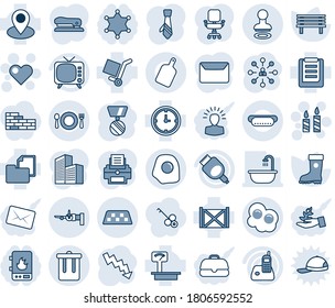 Blue tint and shade editable vector line icon set - taxi vector, trash bin, stamp, boarding, heart, candle, hierarchy, medal, crisis graph, boot, bench, pin, clock, container, clipboard, cargo, tv