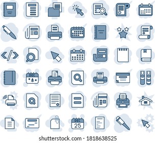 Blue tint and shade editable vector line icon set - 25 dec calendar vector, christmas, document search, pen, notepad, printer, contract, folder, news, copybook, book, cursor, attachment, tag code
