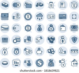 Blue tint and shade editable vector line icon set - credit card vector, money bag, statistic monitor, cash, euro, currency, coin, dollar, big, rain, safe, atm, piggy bank, investment, pay, back