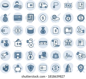 Blue Tint And Shade Editable Vector Line Icon Set - Credit Card Vector, Safe, Money Bag, Receipt, Euro, Ruble, Coin, Dollar Exchange, Sun, Bank, Atm, Cash, Account Statement, Investment, Pay, Purse