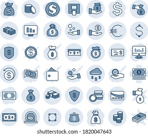 Blue tint and shade editable vector line icon set - ticket office vector, dollar sign, money bag, statistic monitor, cash, euro, currency, coin, rain, safe, atm, investment, pay, back, encashment