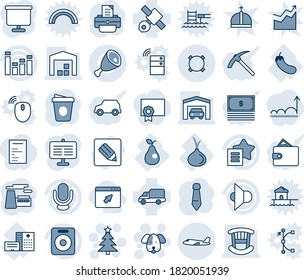 Tinta azul y sombra editable conjunto de iconos de línea vector - vector de plano, árbol de navidad, perro, corbata, café, fábrica, impresora, construcción de hospitales, berenjena, pera, cebolla, satélite, entrega de coches, altavoz, jamón